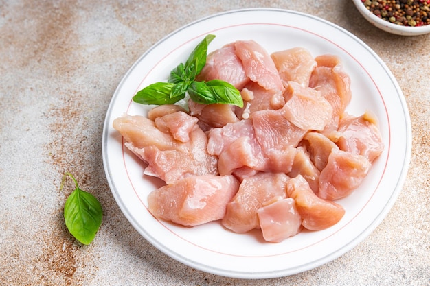 rauw kippenvlees plakje filet gevogelte kipfilet maaltijd eten op tafel kopieer ruimte eten