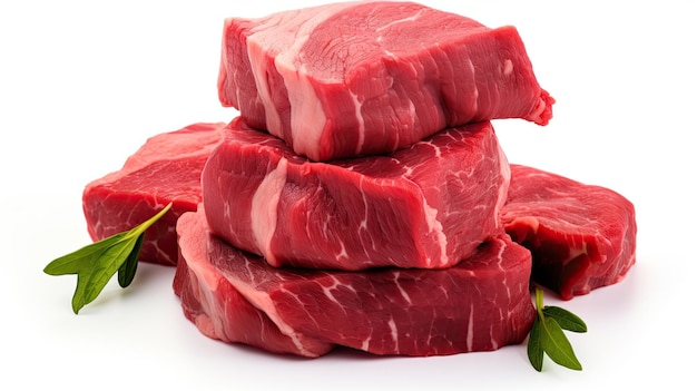Rauw rundvlees geïsoleerd op een witte achtergrond