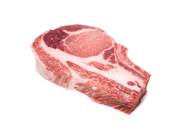 Rauw Varkensvlees Steak Geïsoleerd Op Een Witte Achtergrond.