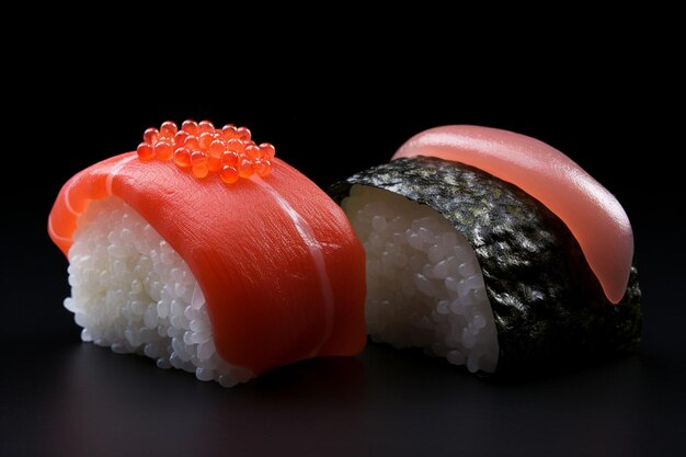 Rauwe en verse nigiri sushi.