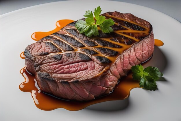 Rauwe rundvlees steak met ingrediënten voor het koken op houten achtergrond ai generatieve