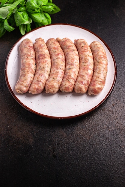 Rauwe worstjes groentesnack eiwit seitan vleesloos soja tarwe vegetarisch of veganistisch tussendoortje