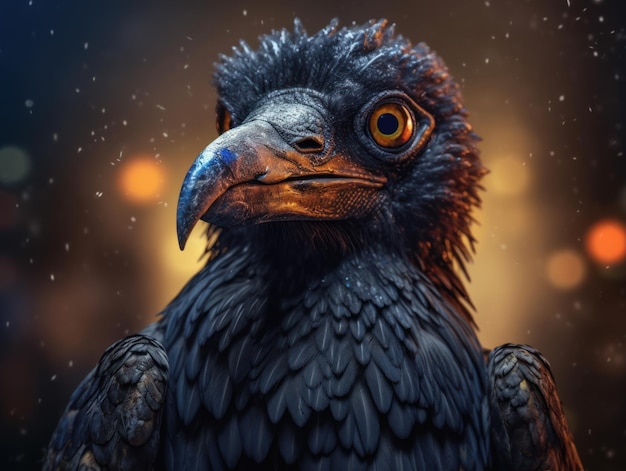 Raven bird portrait close up