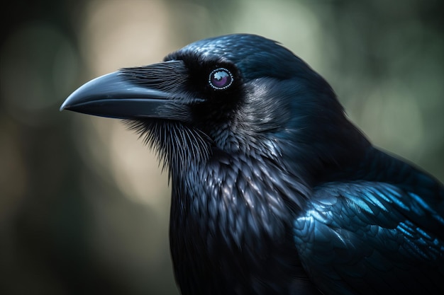 Raven closeup corvus Generate Ai