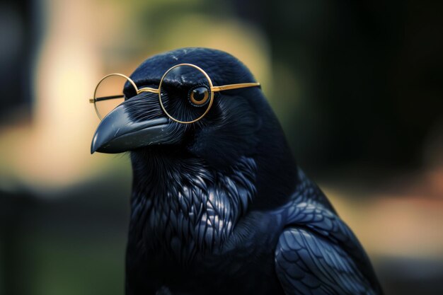 Raven with glasses