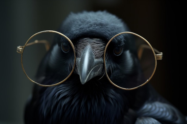 Raven with glasses