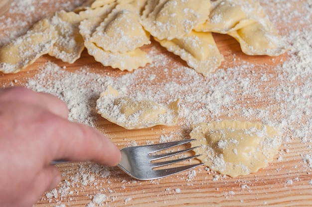 Ravioli stuffed with mushrooms