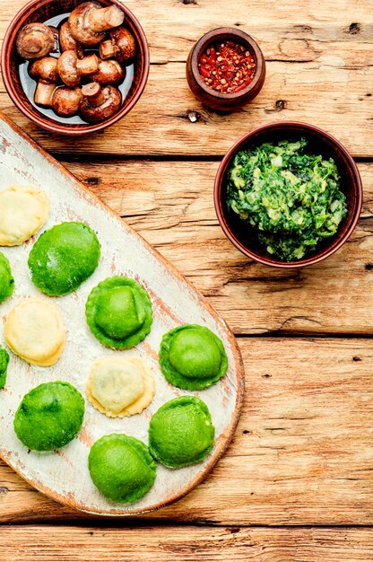 Ravioli with nettle.