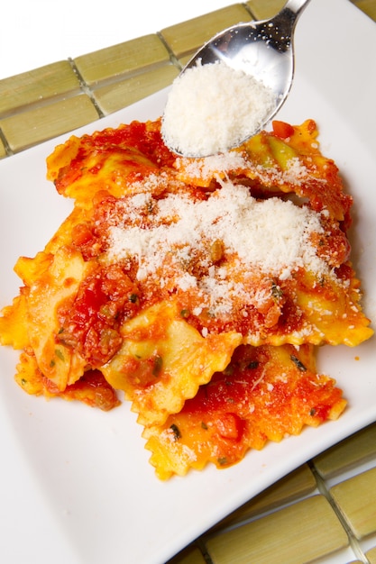 Ravioli with tomatoes sauce