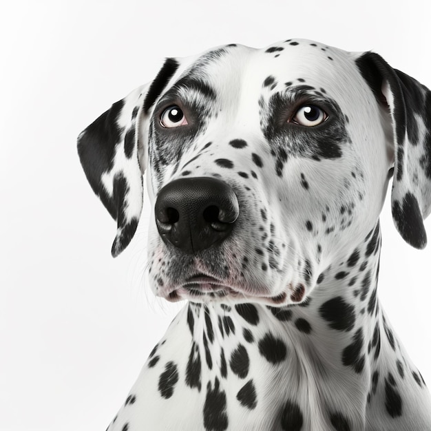 Ravishing adorable dalmatian dog portrait on white isolated background