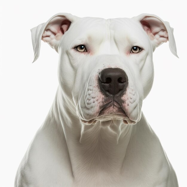 Foto incantevole adorabile ritratto di dogo argentino su sfondo bianco isolato