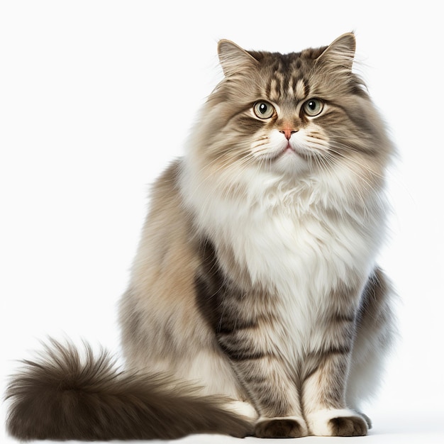 Ravishing adorable ragamuffin cat portrait on white isolated background