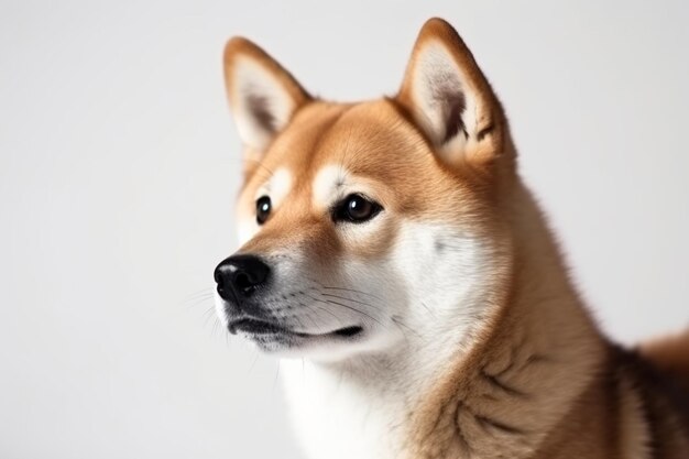 Восхитительный очаровательный портрет собаки шиба ину на белом изолированном фоне
