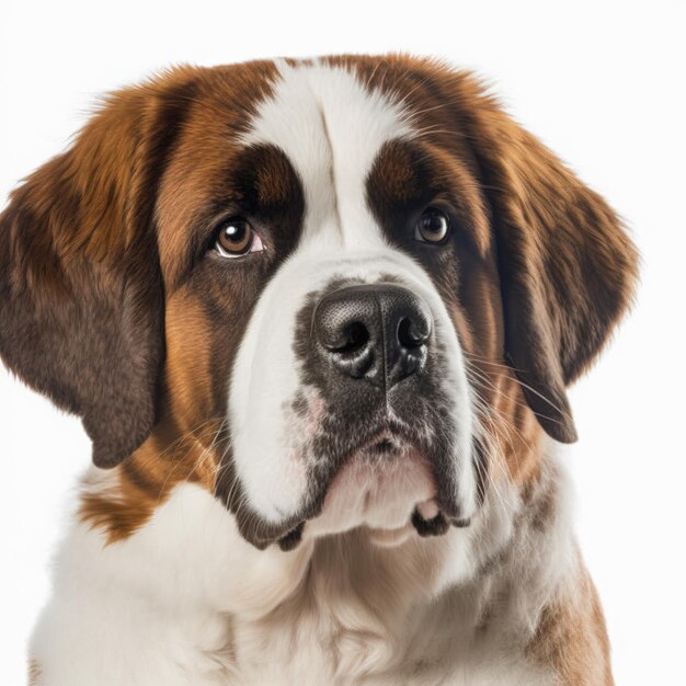 白い孤立した背景に魅惑的な愛らしいステバーナード犬の肖像画