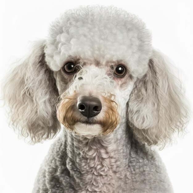 Ravishing adorable toy poodle dog portrait on white isolated background