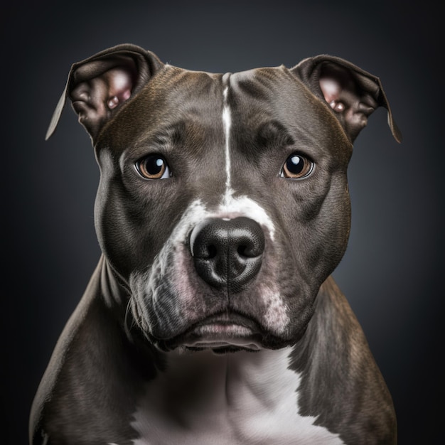 Incantevole ritratto in studio di stafford terrier americano su sfondo nero isolato