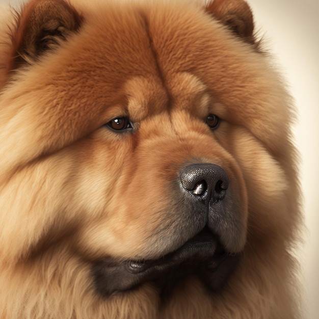 Ravishing chow chow dog studio portrait in black isolated background