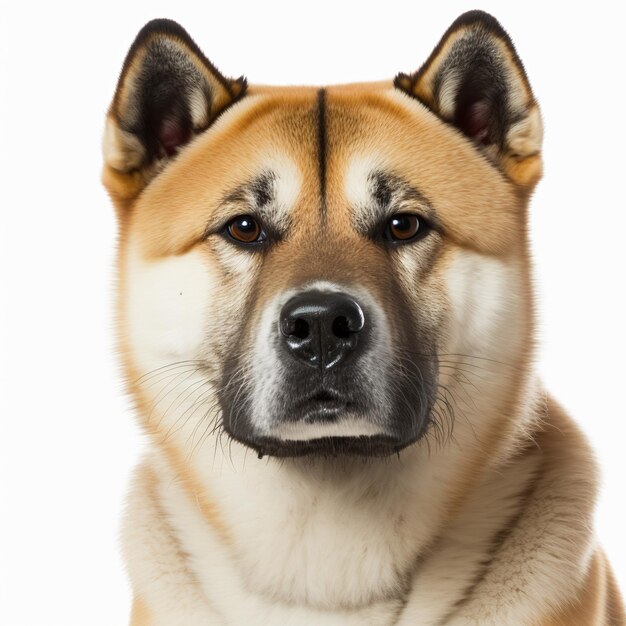 Ravishing portrait of happy akita inu dog on white isolated background