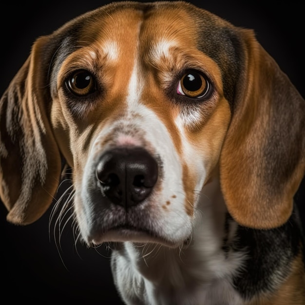 Ravishing realistic beagle dog portrait on studio isolated background