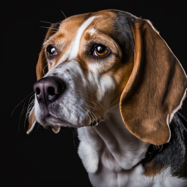 Ravishing realistic beagle dog portrait on studio isolated background