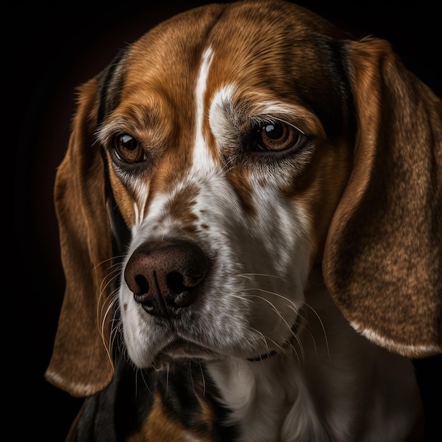 Ravishing realistic beagle dog portrait on studio isolated background