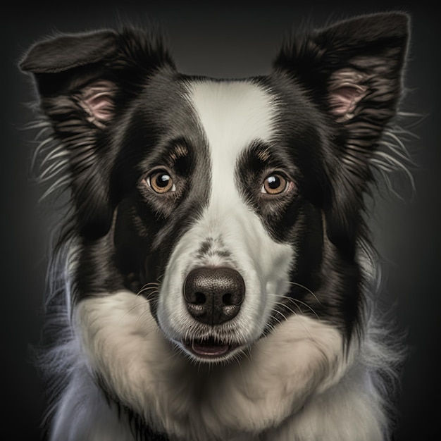 Ravishing realistic border collie in studio portrait with isolated background