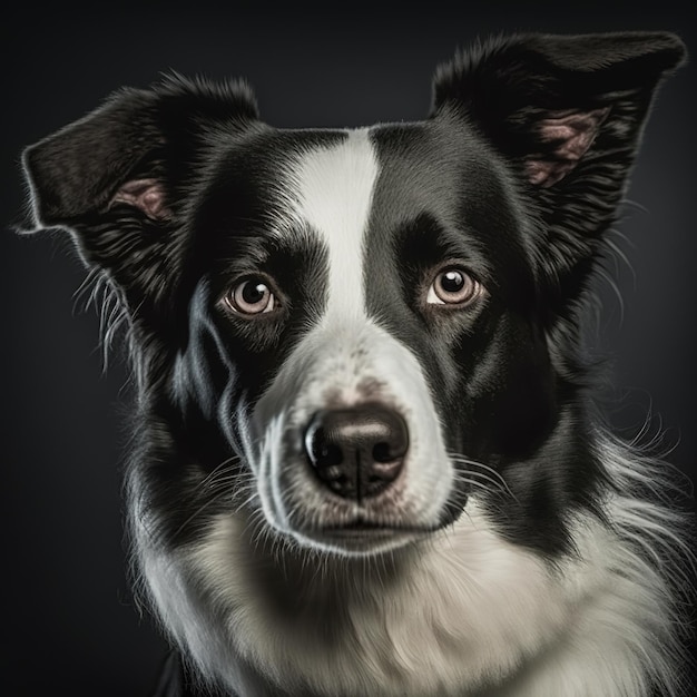 Ravishing realistic border collie in studio portrait with isolated background