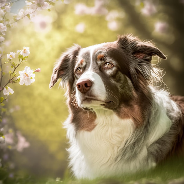 Ravishing realistic digital illustration portrait of Australian shepherd dog