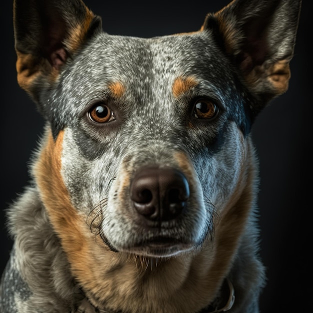 孤立したバック グラウンドでオーストラリアの牧畜犬の魅力的な現実的な肖像画