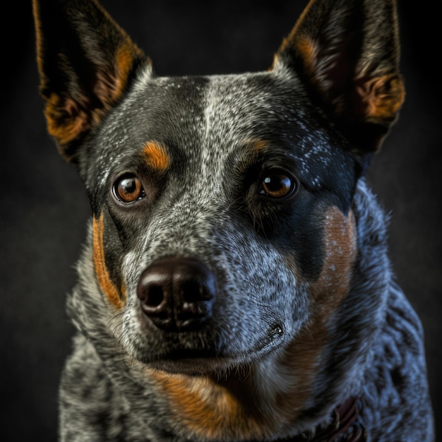 Ravishing realistic portrait of Australian cattle dog in isolated background