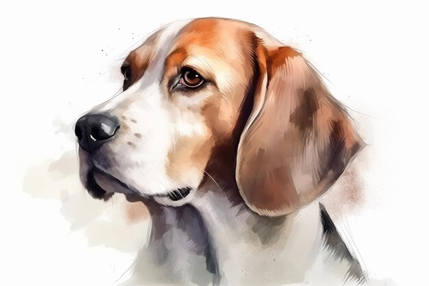 Photo ravishing realistic portrait beagle dog on white isolated background