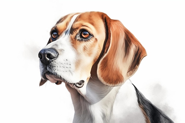 Ravishing realistic portrait beagle dog on white isolated background