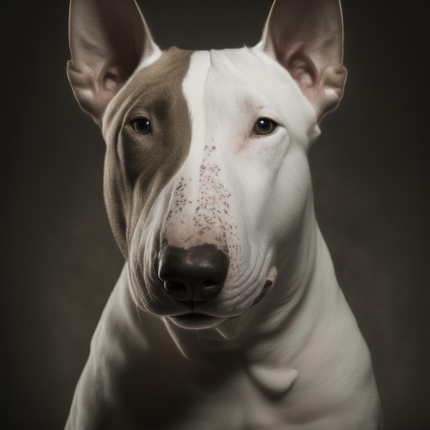 Ravishing studio portrait of bull terrier on isolated background