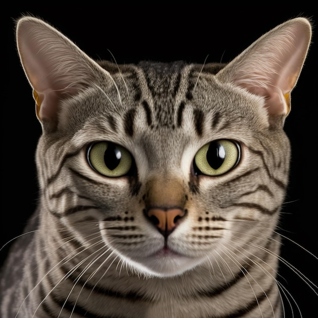 Ravishing studio portrait of egyptian mau cat on isolated background