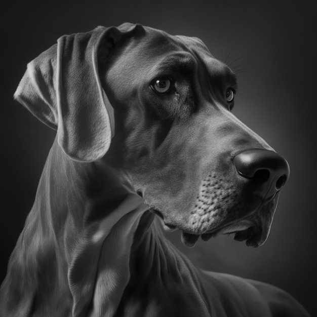 Ravishing studio portrait of great dane dog on isolated background