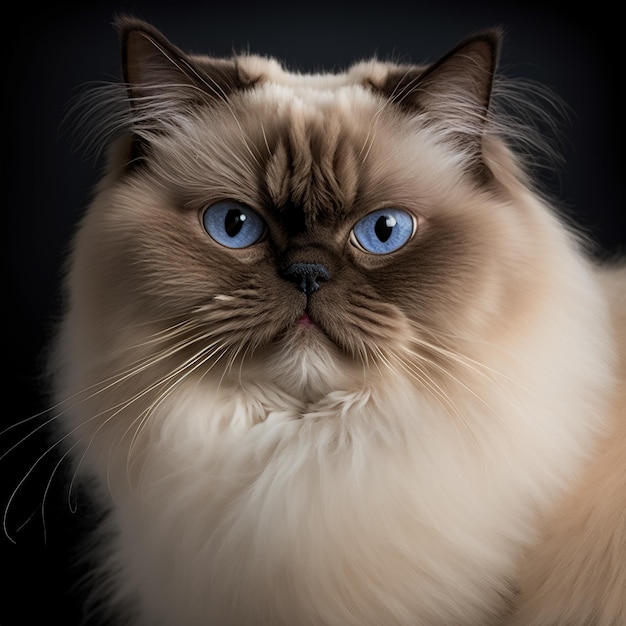 Ravishing studio portrait of himalayan cat on isolated background