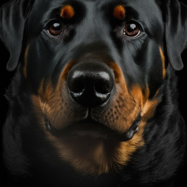 Photo ravishing studio portrait of rottweiler dog on isolated background