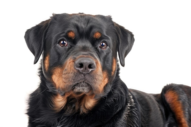 ravishing studio portrait of rottweiler dog on isolated background
