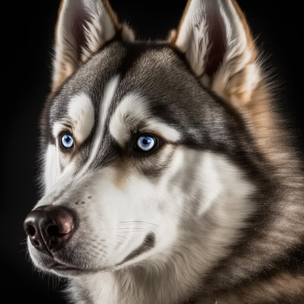 Ravishing studio portrait of siberian husky dog on isolated background