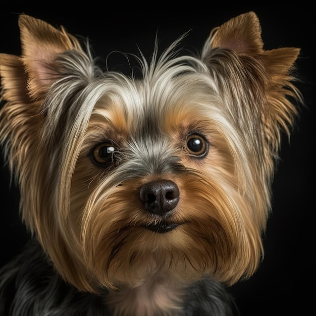 Ravishing studio portrait of yorkshire terrier dog on isolated background