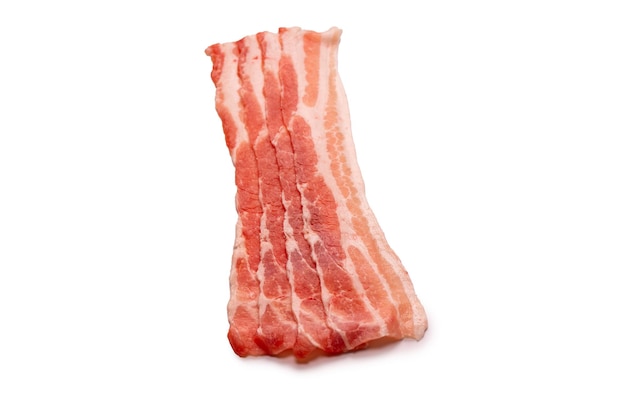 Raw bacon slices isolated on a white background