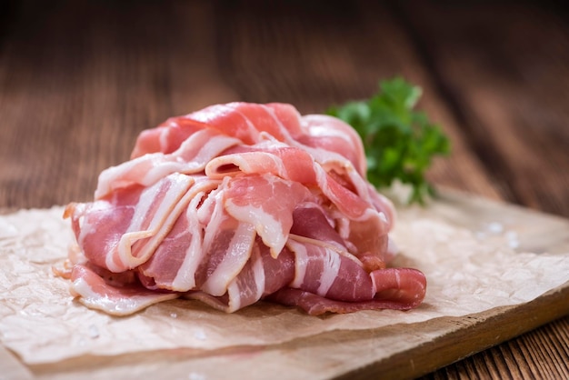 Raw Bacon slices