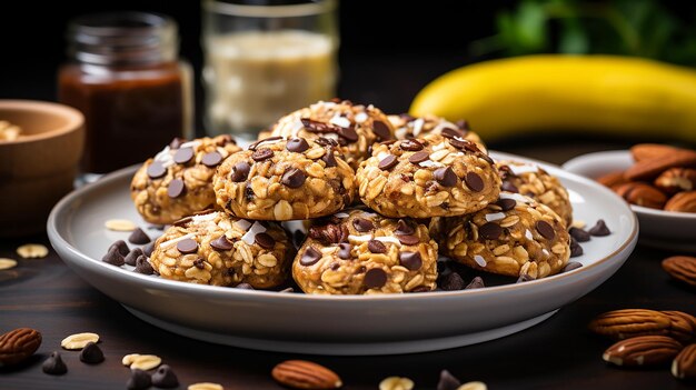 Raw banana chocolate chip cookies on a plate