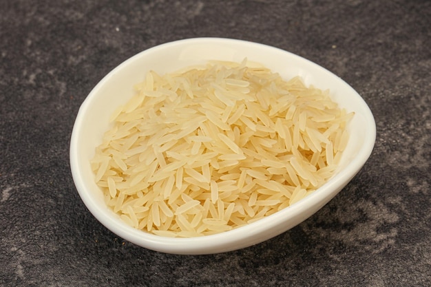 Raw basmati rice in the bowl