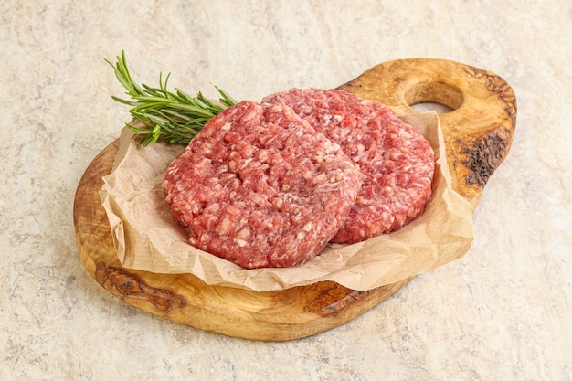 Raw beef burger cutlet for grill