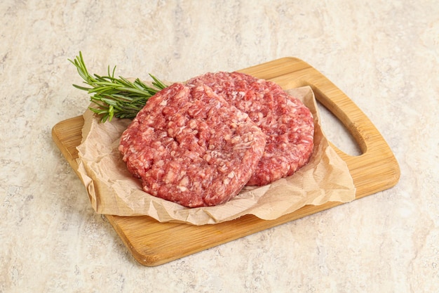 Raw beef burger cutlet for grill