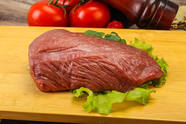 Raw beef cut for cooking