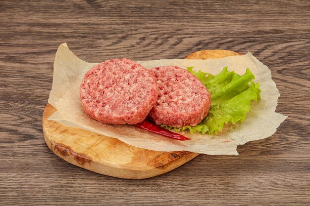 Raw beef cutlet for burger