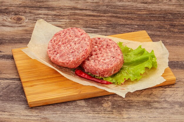 Raw beef cutlet for burger