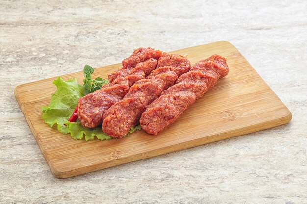 Raw beef kebab minced meat for grill